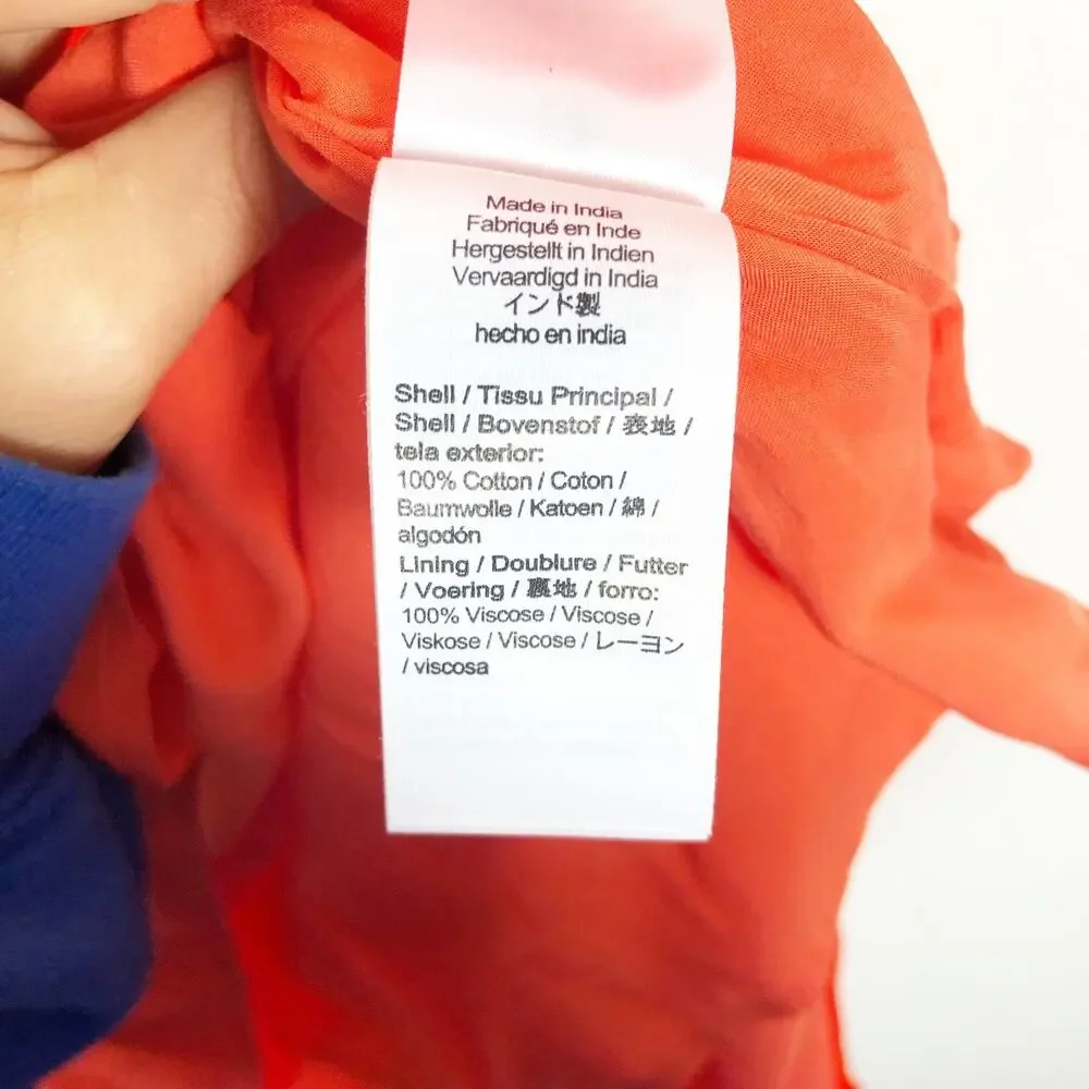 NWT J. CREW Orange Cotton Poplin V Neck Smocked Waist Midi Dress Size XS Boho